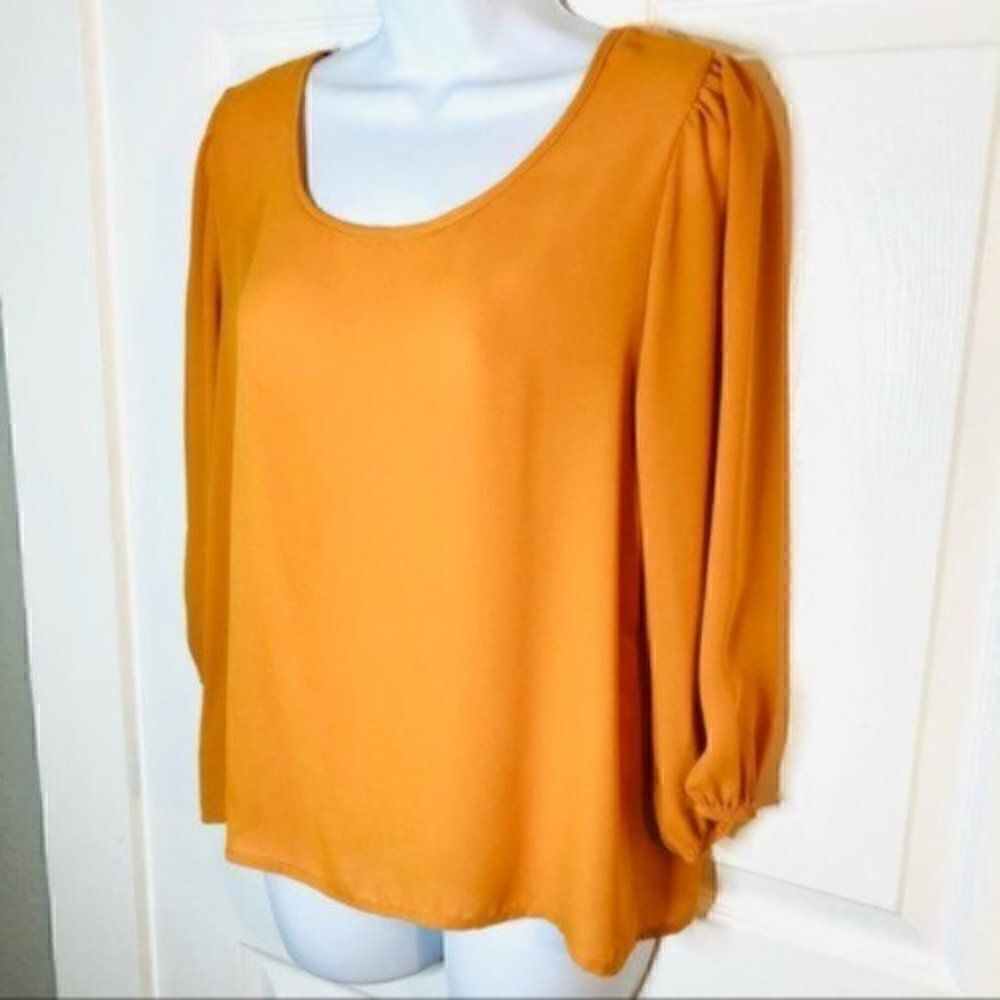 Brenda’s Button Back Blouse Mustard Yellow S - Picture 3 of 9
